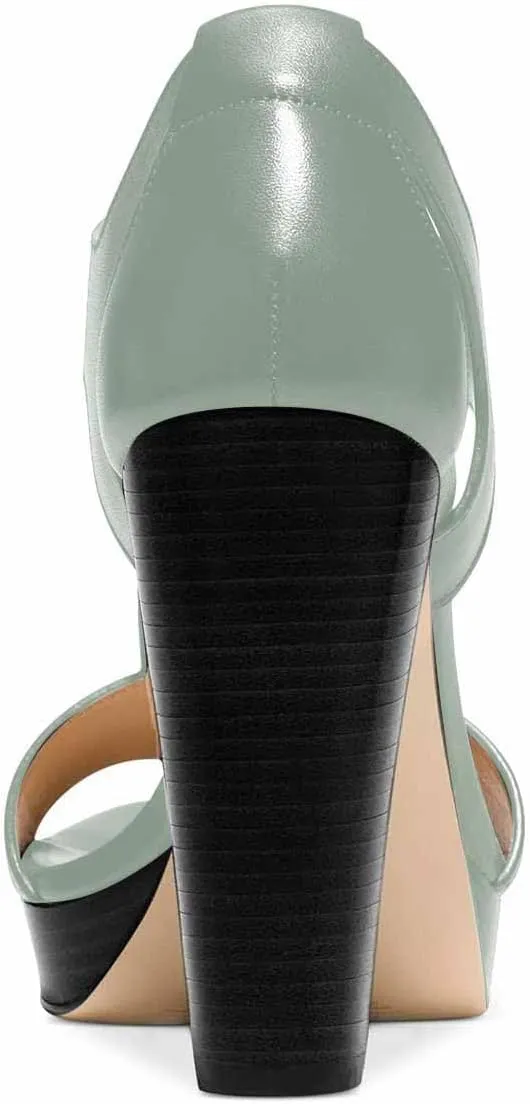FSJ Women Peep Open Toe T-Strap Front Zipper Chunky Stacked High Heel Sandal Booties Platform Pumps Shoes Size 4-15 US