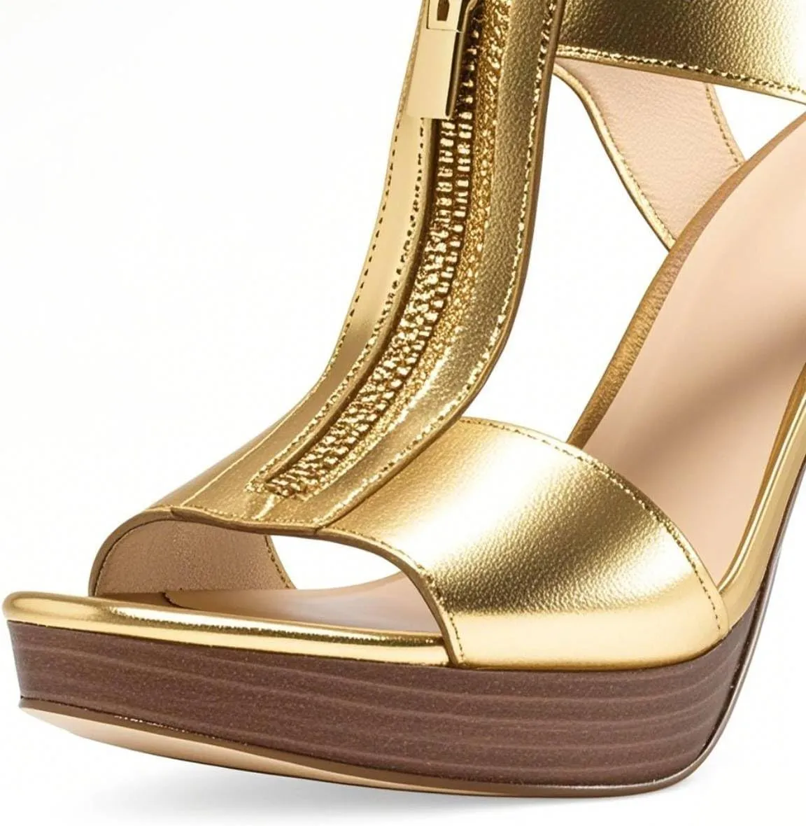 FSJ Women Peep Open Toe T-Strap Front Zipper Chunky Stacked High Heel Sandal Booties Platform Pumps Shoes Size 4-15 US