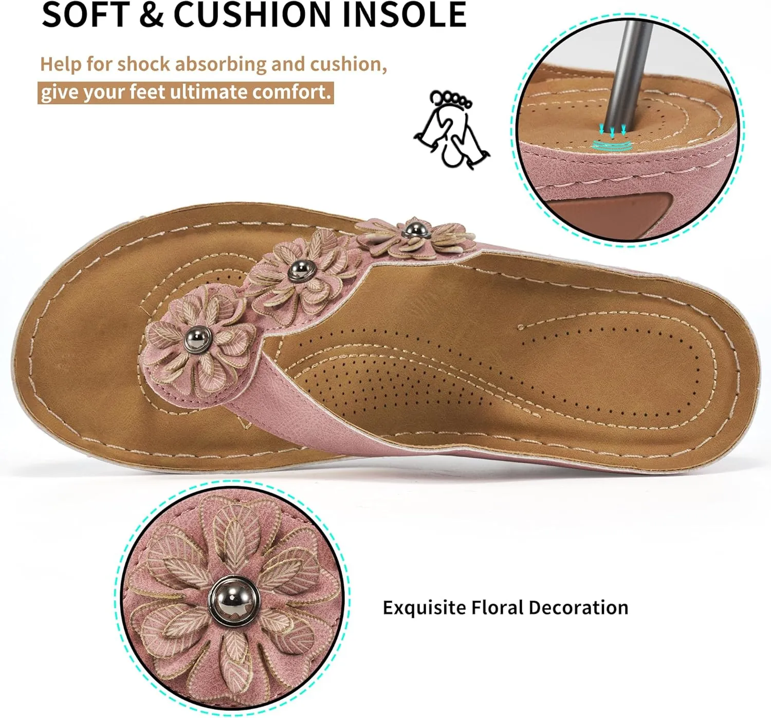 FUDYNMALC Sandals for Women Wedge Shoes: Summer Womens Platform Flip Flops Comfortable Casual Dressy Wedges Sandal