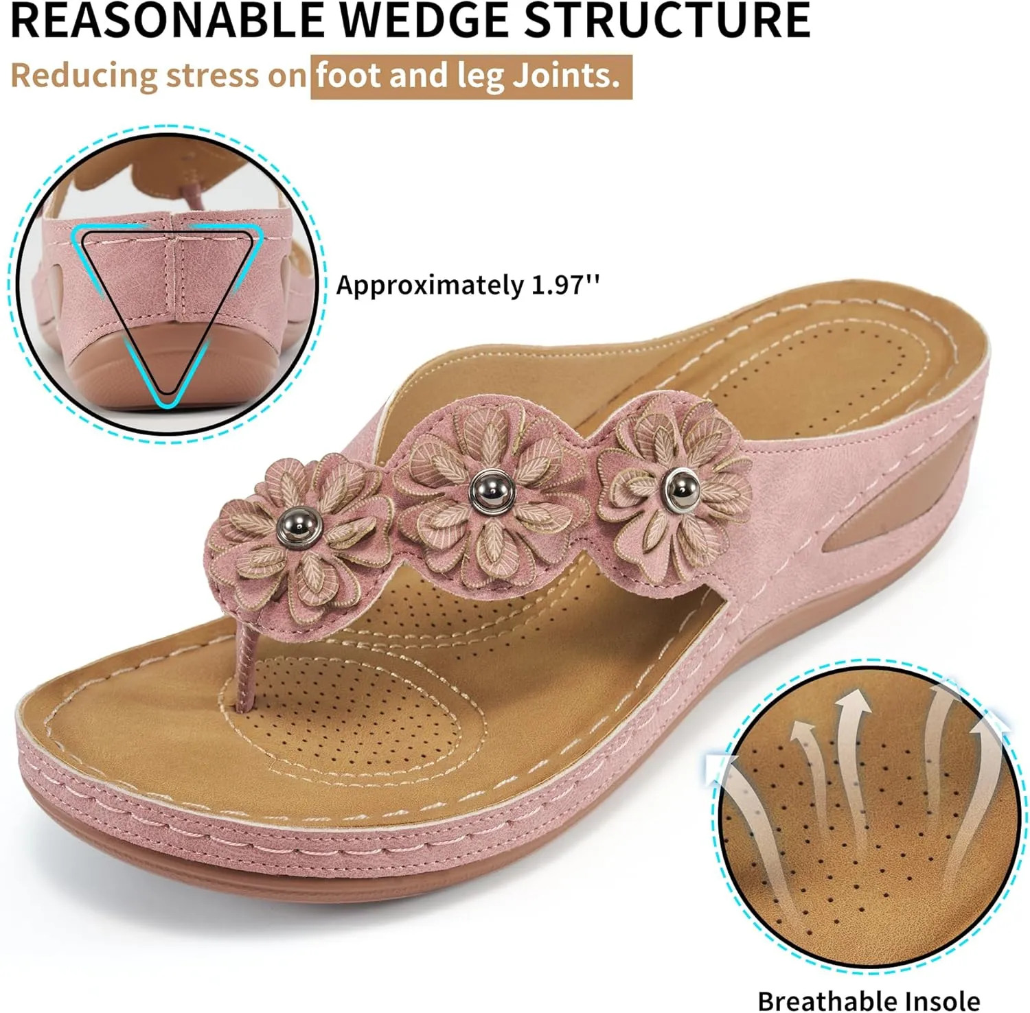 FUDYNMALC Sandals for Women Wedge Shoes: Summer Womens Platform Flip Flops Comfortable Casual Dressy Wedges Sandal
