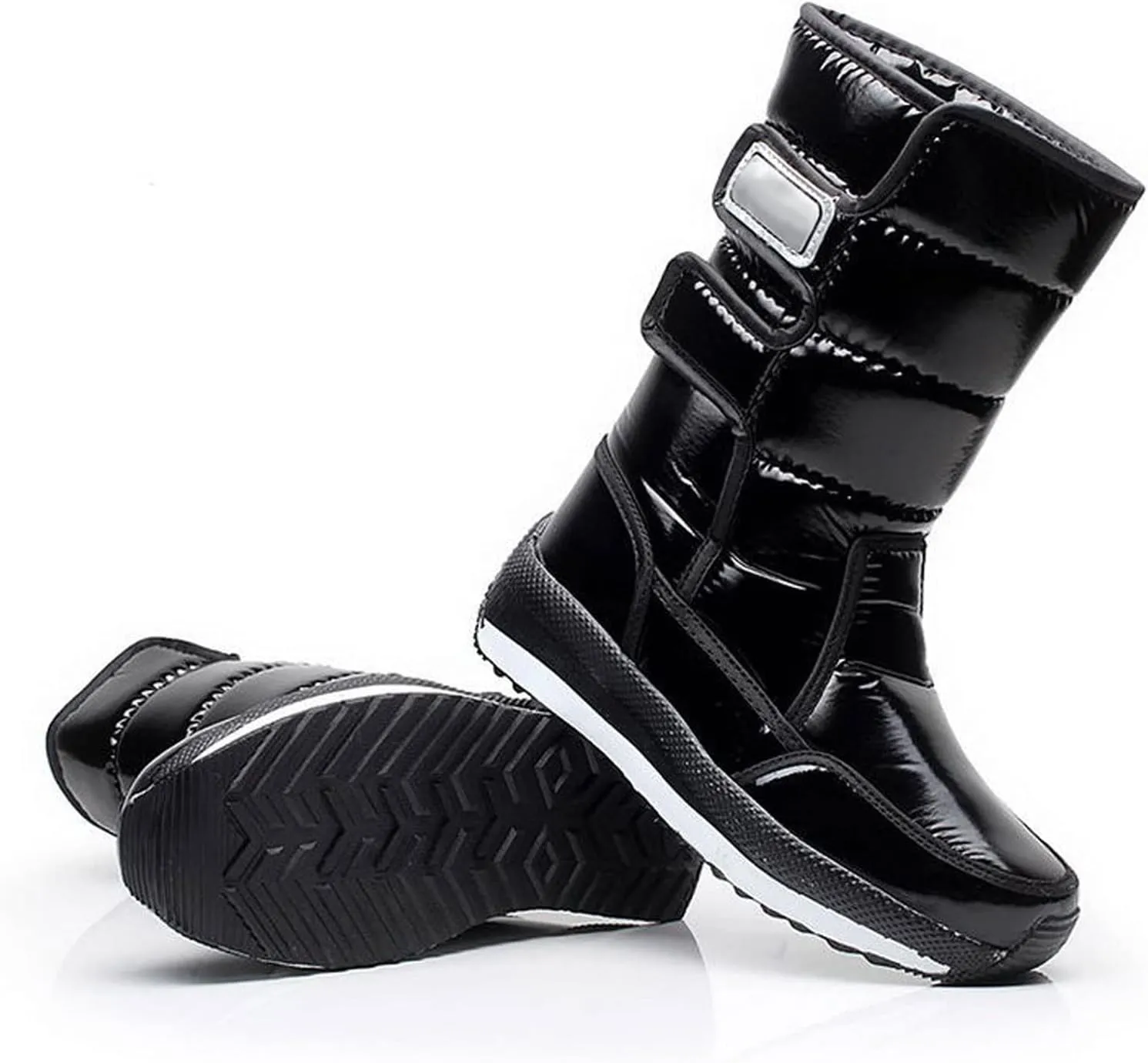 gaoxiao Women's Snow Boots Winter Warm Lined Wedge Non-Slip Flat Shoes Ladies Mid Calf Thermal Half Length Boots Thicken Outdoor Waterproof Winter Boots(Size:38,Color:Black)