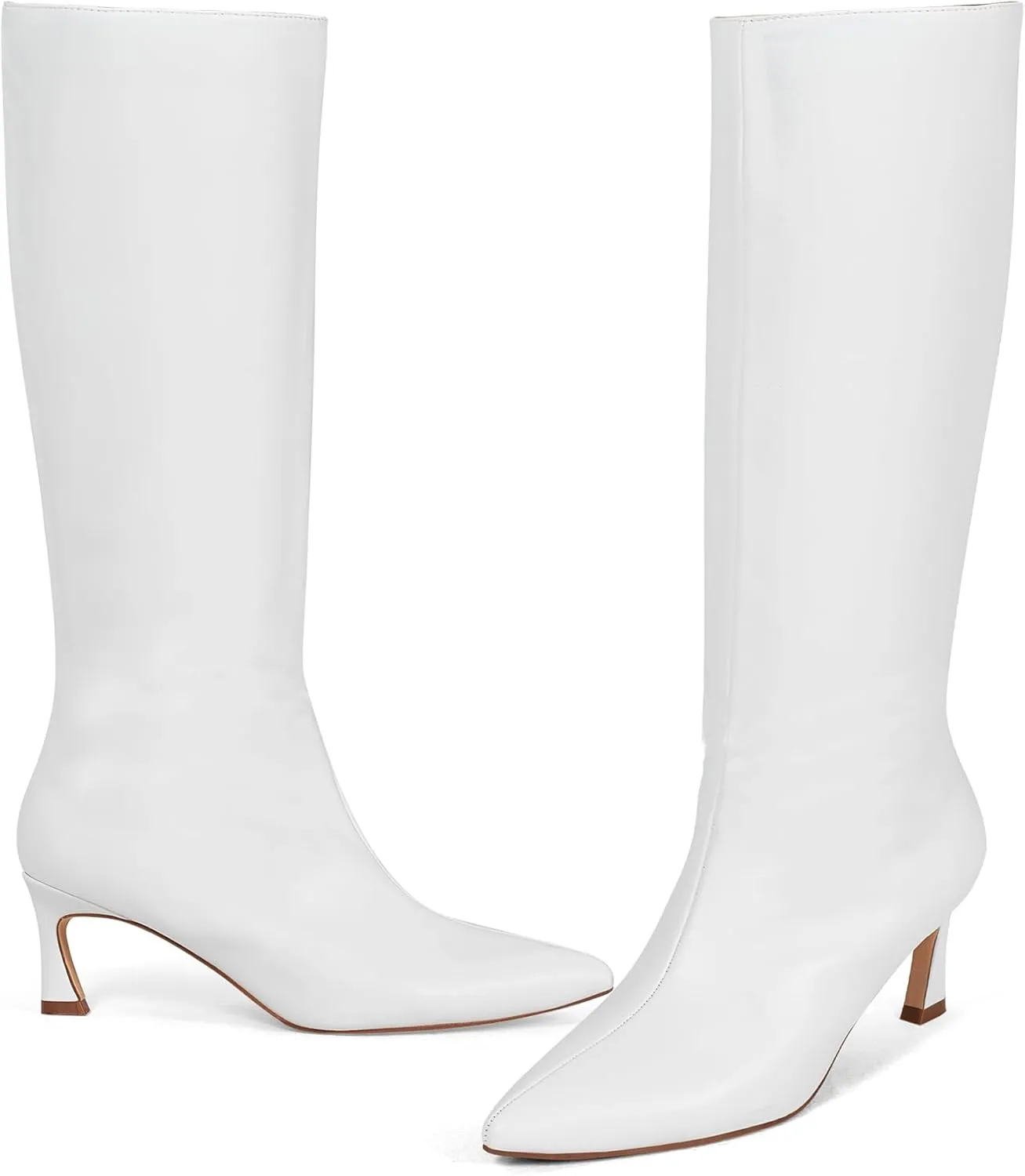 GENSHUO Knee High Boots Women Low Kitten Heel Long Tall Boots with Pointed Toe Winter Fall Sexy Fashion Comfortable Dress Shoes