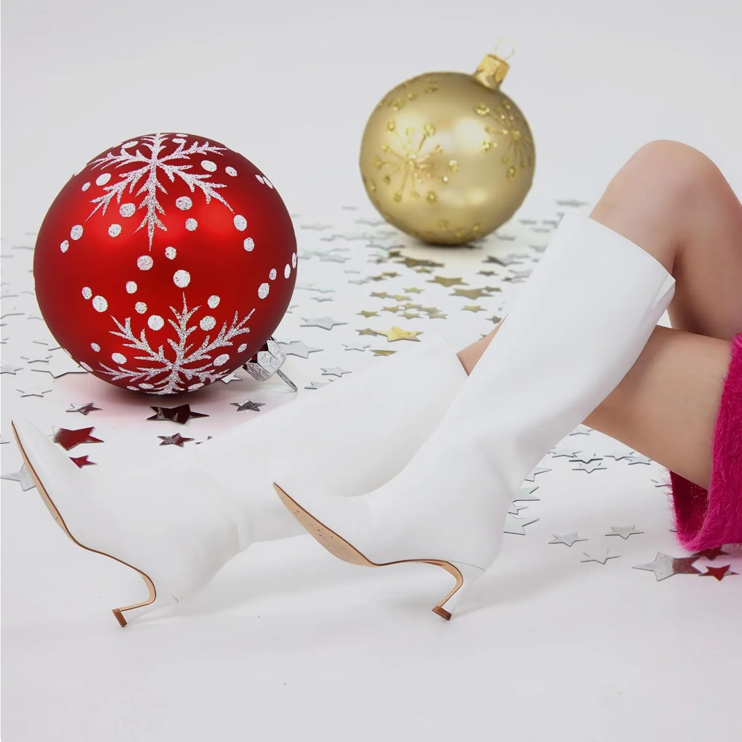 GENSHUO Knee High Boots Women Low Kitten Heel Long Tall Boots with Pointed Toe Winter Fall Sexy Fashion Comfortable Dress Shoes