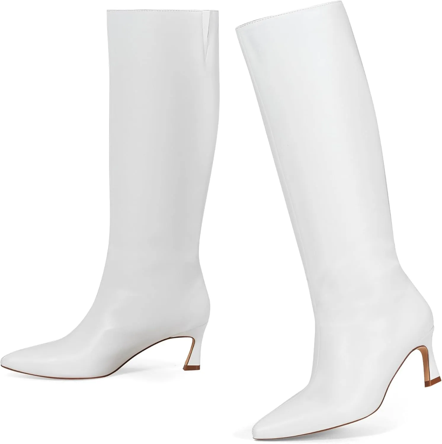 GENSHUO Knee High Boots Women Low Kitten Heel Long Tall Boots with Pointed Toe Winter Fall Sexy Fashion Comfortable Dress Shoes