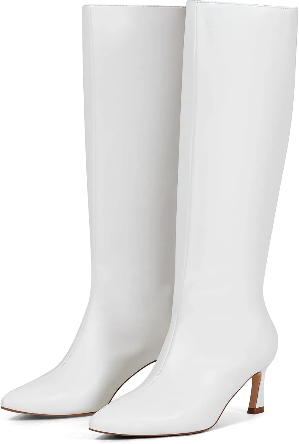 GENSHUO Knee High Boots Women Low Kitten Heel Long Tall Boots with Pointed Toe Winter Fall Sexy Fashion Comfortable Dress Shoes