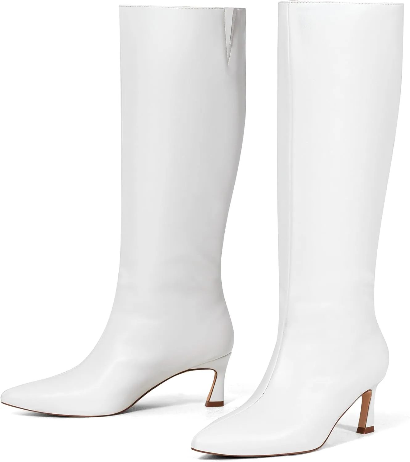 GENSHUO Knee High Boots Women Low Kitten Heel Long Tall Boots with Pointed Toe Winter Fall Sexy Fashion Comfortable Dress Shoes