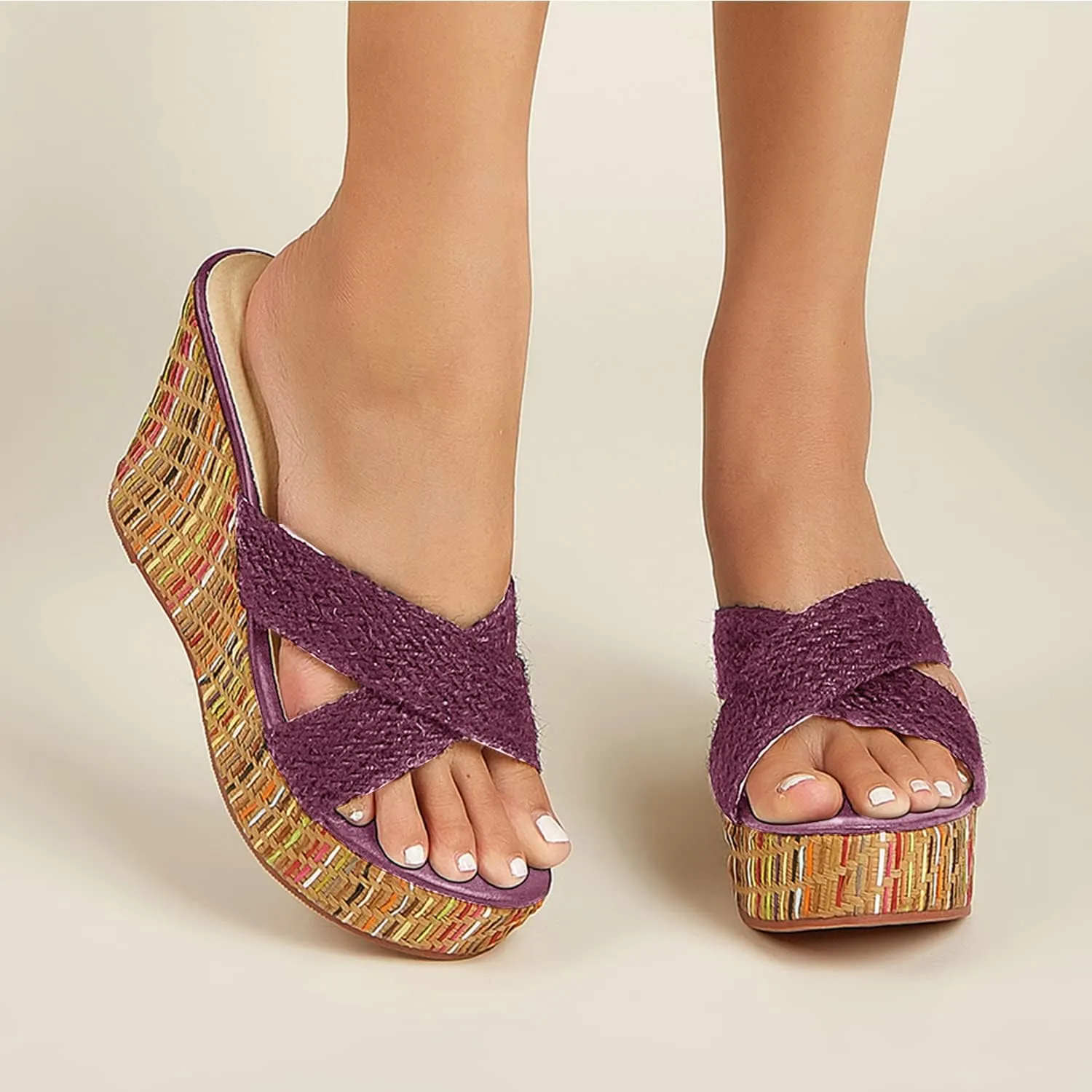 getmorebeauty Wedge Sandals for Women Casual Summer Slide Platform Sandals