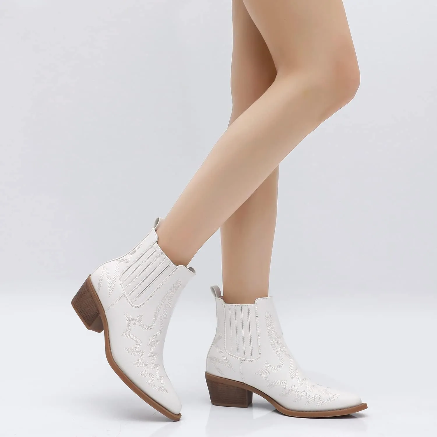 GLOBALWIN Cowboy Boots For Women Pointed Toe Pull On Chelsea Ankle Booties The Western Cowgirl Boots
