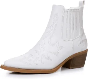 GLOBALWIN Cowboy Boots For Women Pointed Toe Pull On Chelsea Ankle Booties The Western Cowgirl Boots