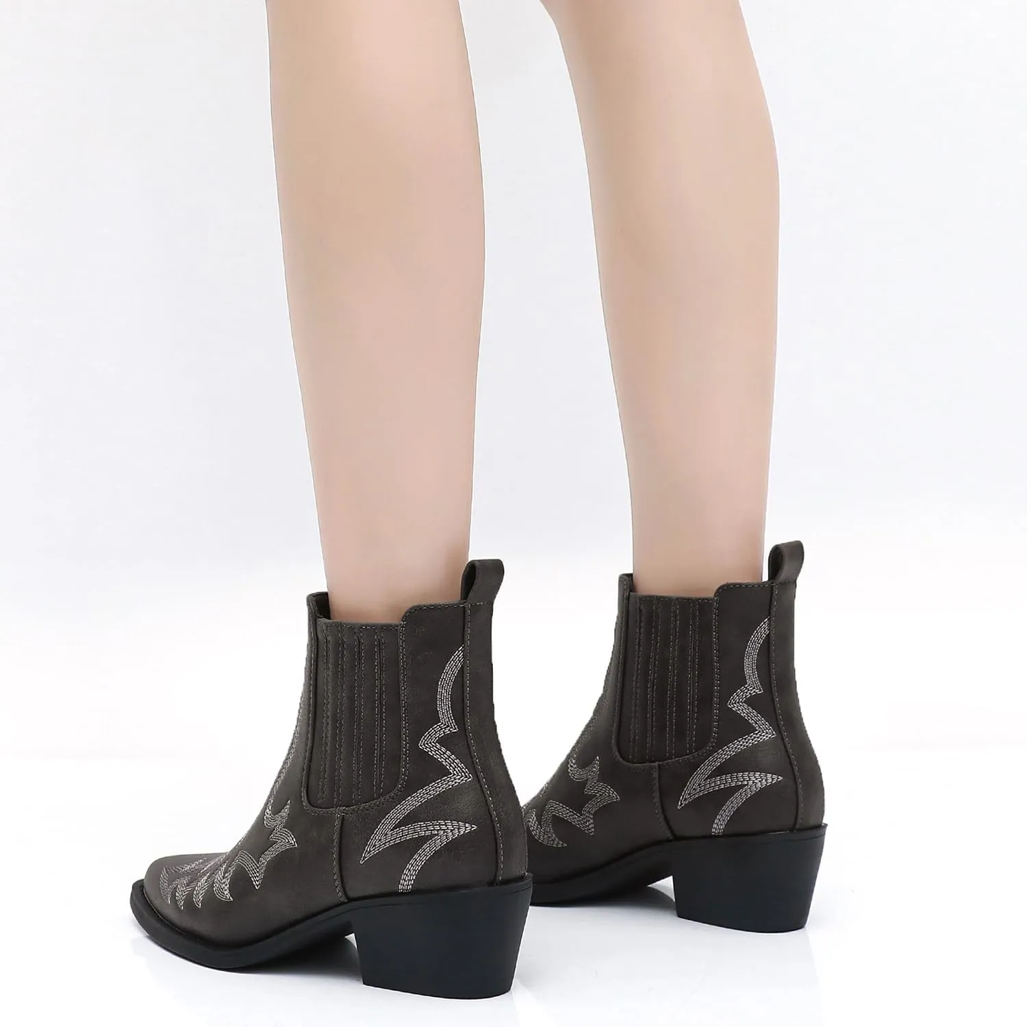 GLOBALWIN Cowboy Boots For Women Pointed Toe Pull On Chelsea Ankle Booties The Western Cowgirl Boots