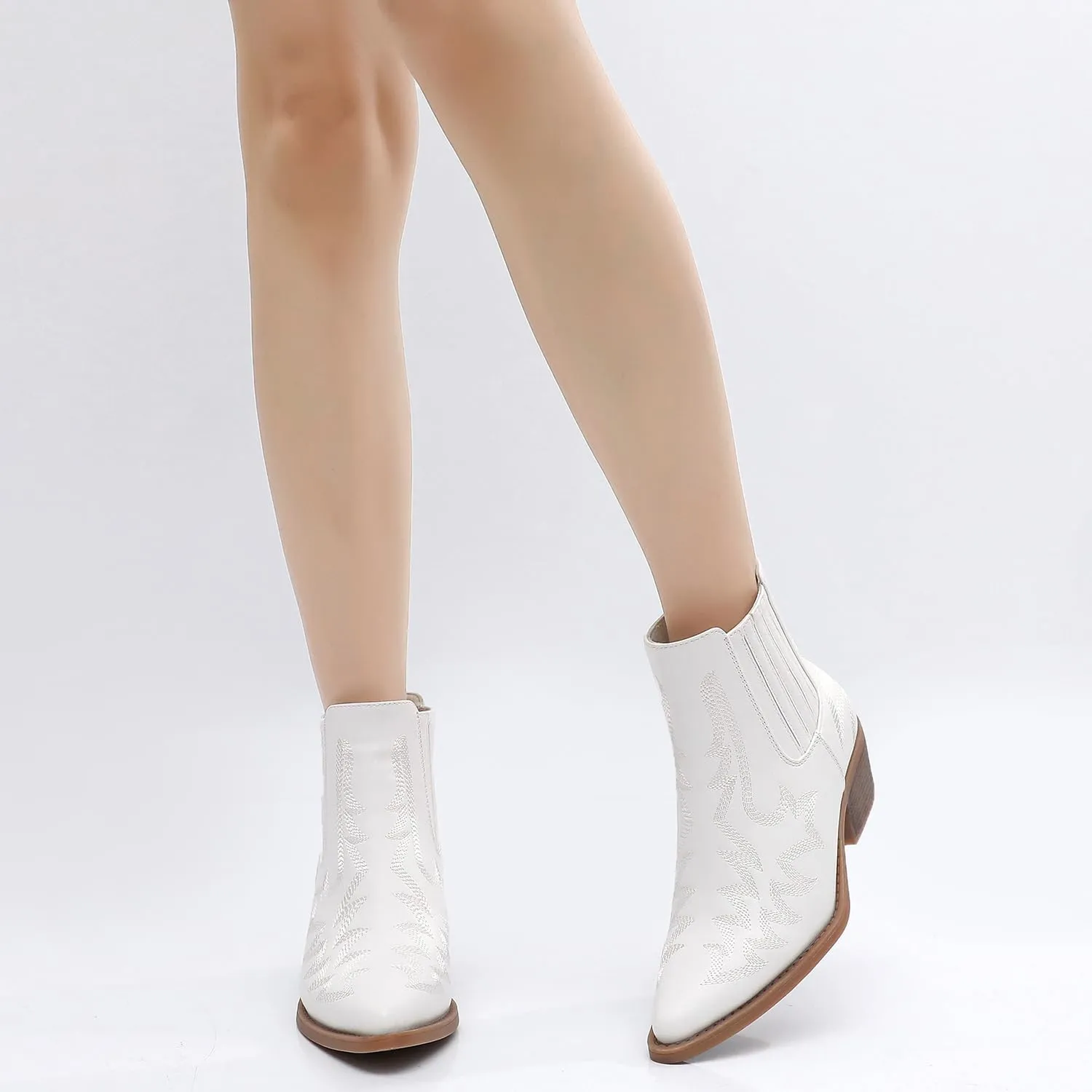GLOBALWIN Cowboy Boots For Women Pointed Toe Pull On Chelsea Ankle Booties The Western Cowgirl Boots
