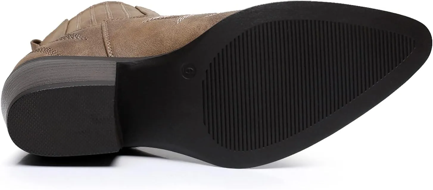 GLOBALWIN Cowboy Boots For Women Pointed Toe Pull On Chelsea Ankle Booties The Western Cowgirl Boots