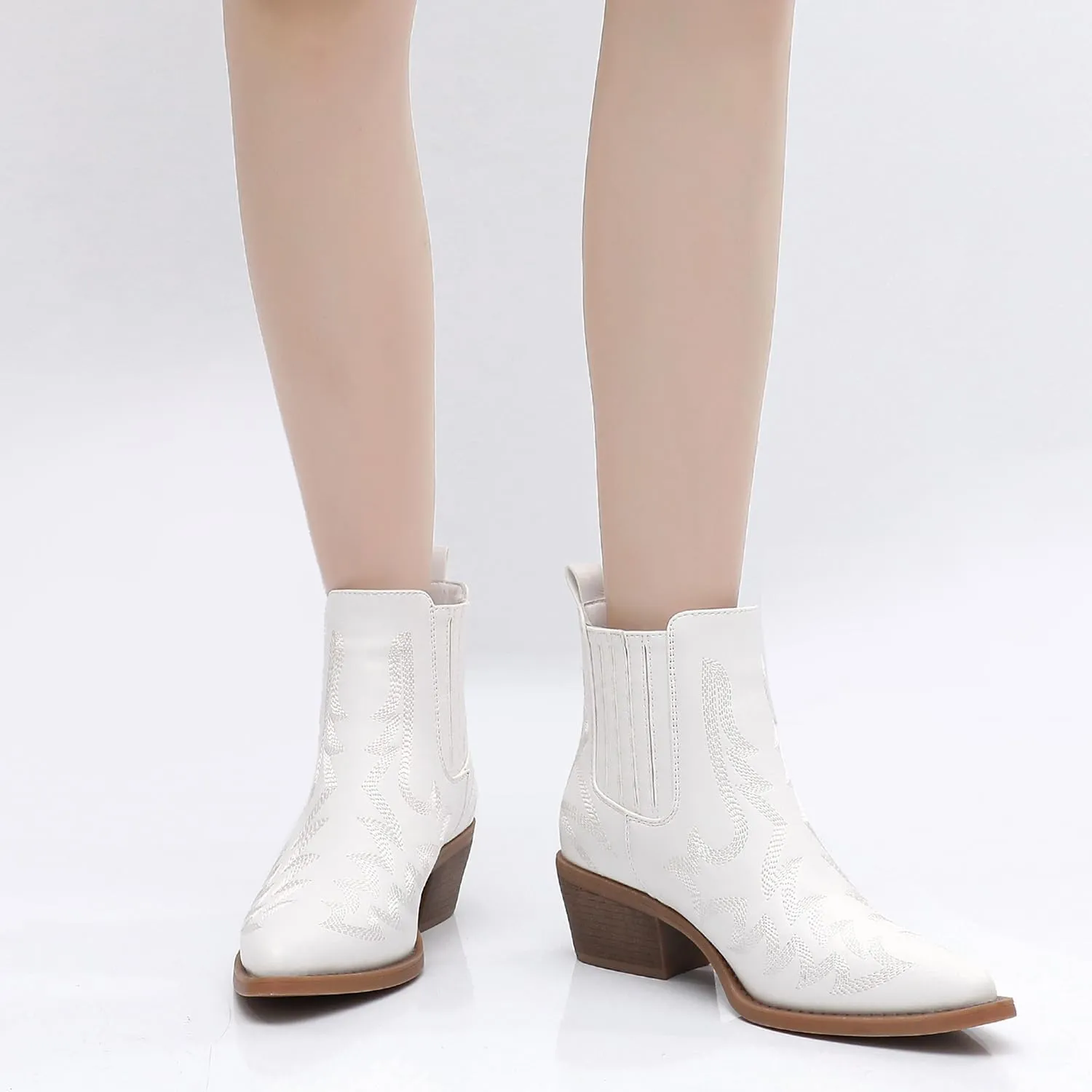 GLOBALWIN Cowboy Boots For Women Pointed Toe Pull On Chelsea Ankle Booties The Western Cowgirl Boots