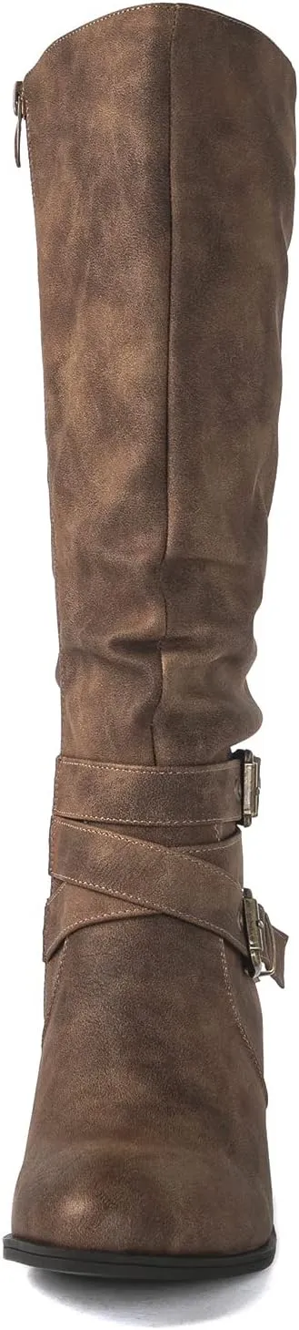 GLOBALWIN Women's Knee High Cowgirl Boots Fashion Dressy Cowboy Boots For Women
