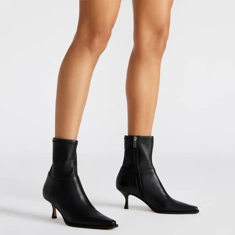 Goiphrri Women's Ankle Boots - Stiletto High Heel, Pointed Toe, Short, Side Zipper, Dress Boots - Elastic, Fashion, Trendy