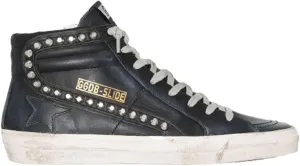 Golden Goose Slide Classic Leather Upper Studs Womens Distressed Sneakers