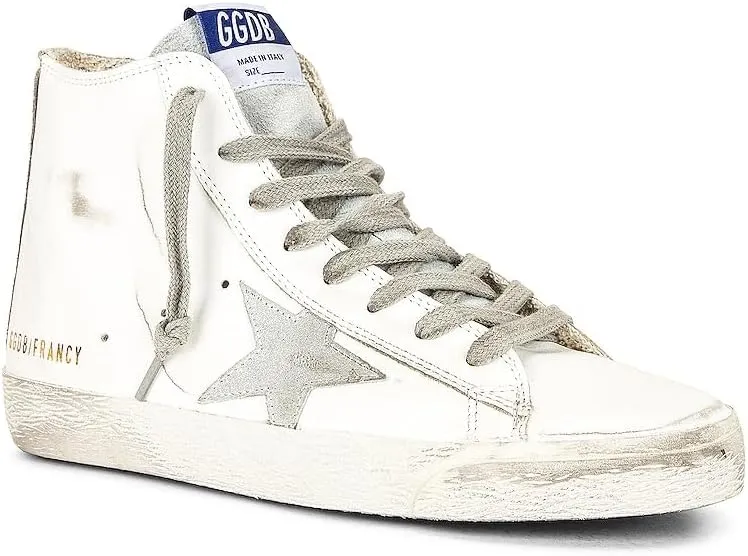 Golden Goose Women's Fashion Distressed Sneakers - Italian Francy Leather Upper Laminated Trendy Shoes White