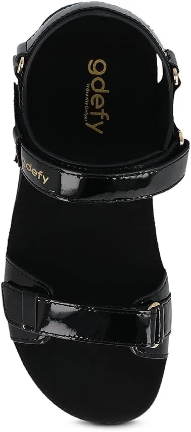 Gravity Defyer Women's GDEFY Hilnor Leather Fashion Slides - VersoShock Proven Performance Orthotic Stress Recovery Outdoor Sandals