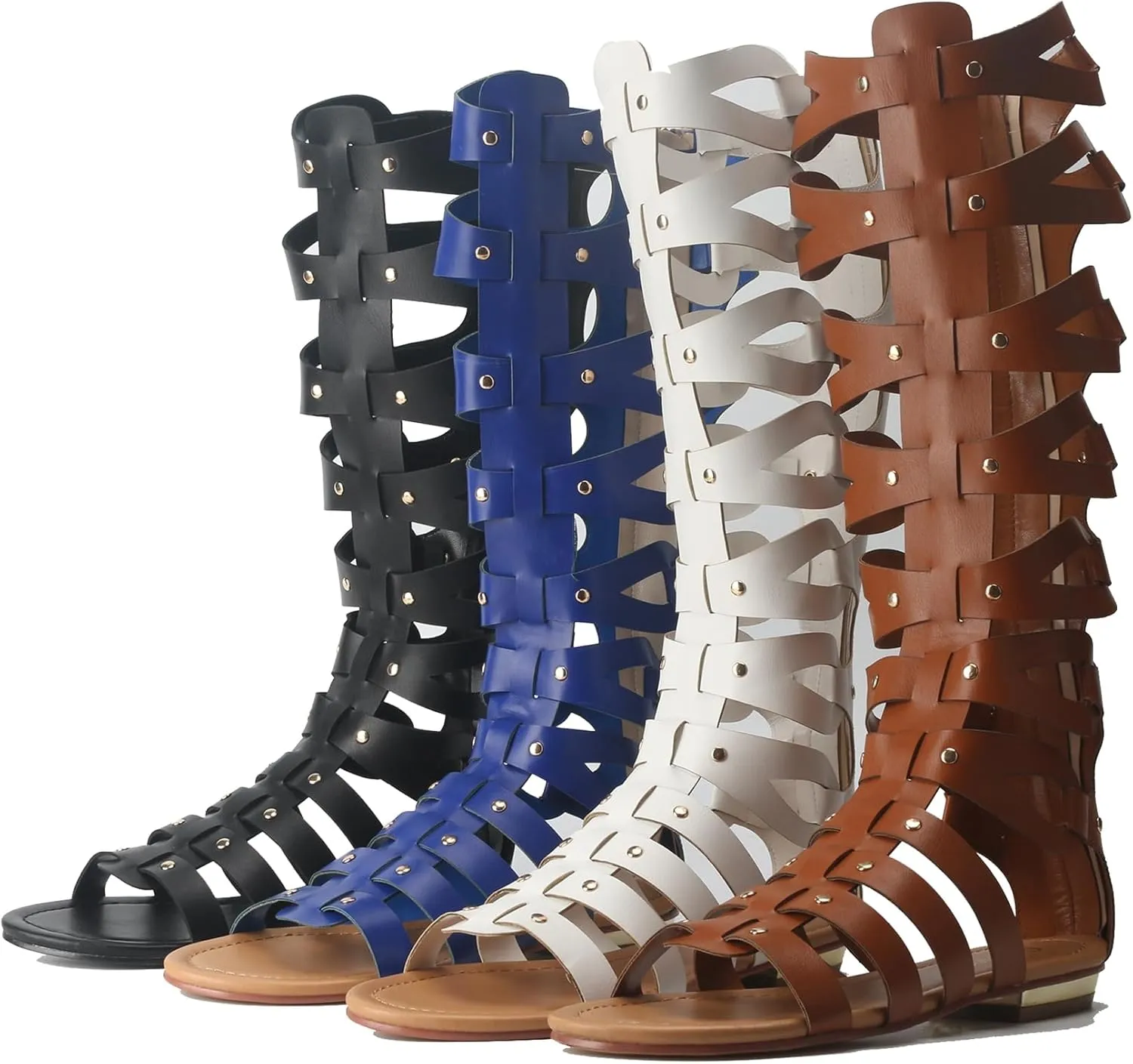 Hanfike Knee High Sandals for Women Gladiator Cut Out Summer Roman Boots