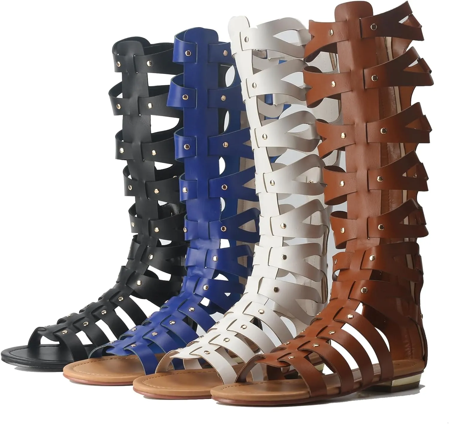 Hanfike Knee High Sandals for Women Gladiator Cut Out Summer Roman Boots