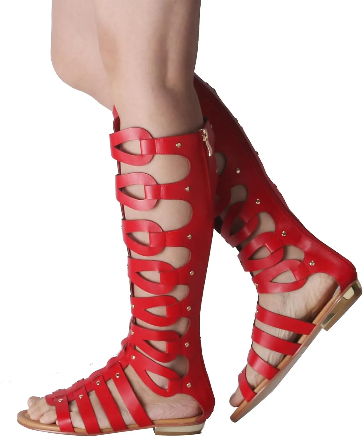 Hanfike Knee High Sandals for Women Gladiator Cut Out Summer Roman Boots