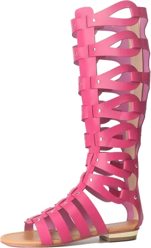 Hanfike Knee High Sandals for Women Gladiator Cut Out Summer Roman Boots