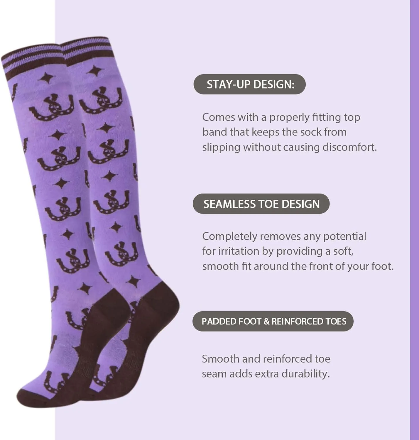 Harrison Howard 3 Pairs Premium Quality Equestrian Riding Socks for Horse Riding &Tall Boot Knee High Socks for Women