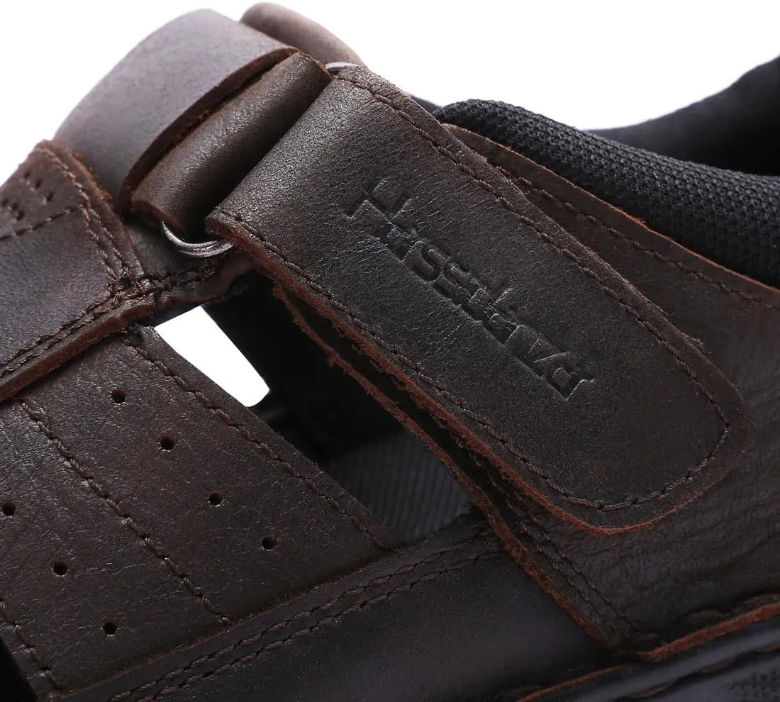 Harssidanzar Mens Closed Toe Sandals,Genuine Leather Comfortable Adjustable Fisherman Beach Sandals Shoes For Outdoor Walking Driving KM227US