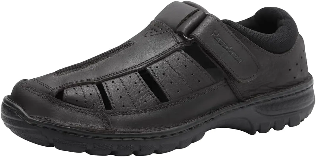 Harssidanzar Mens Closed Toe Sandals,Genuine Leather Comfortable Adjustable Fisherman Beach Sandals Shoes For Outdoor Walking Driving KM227US