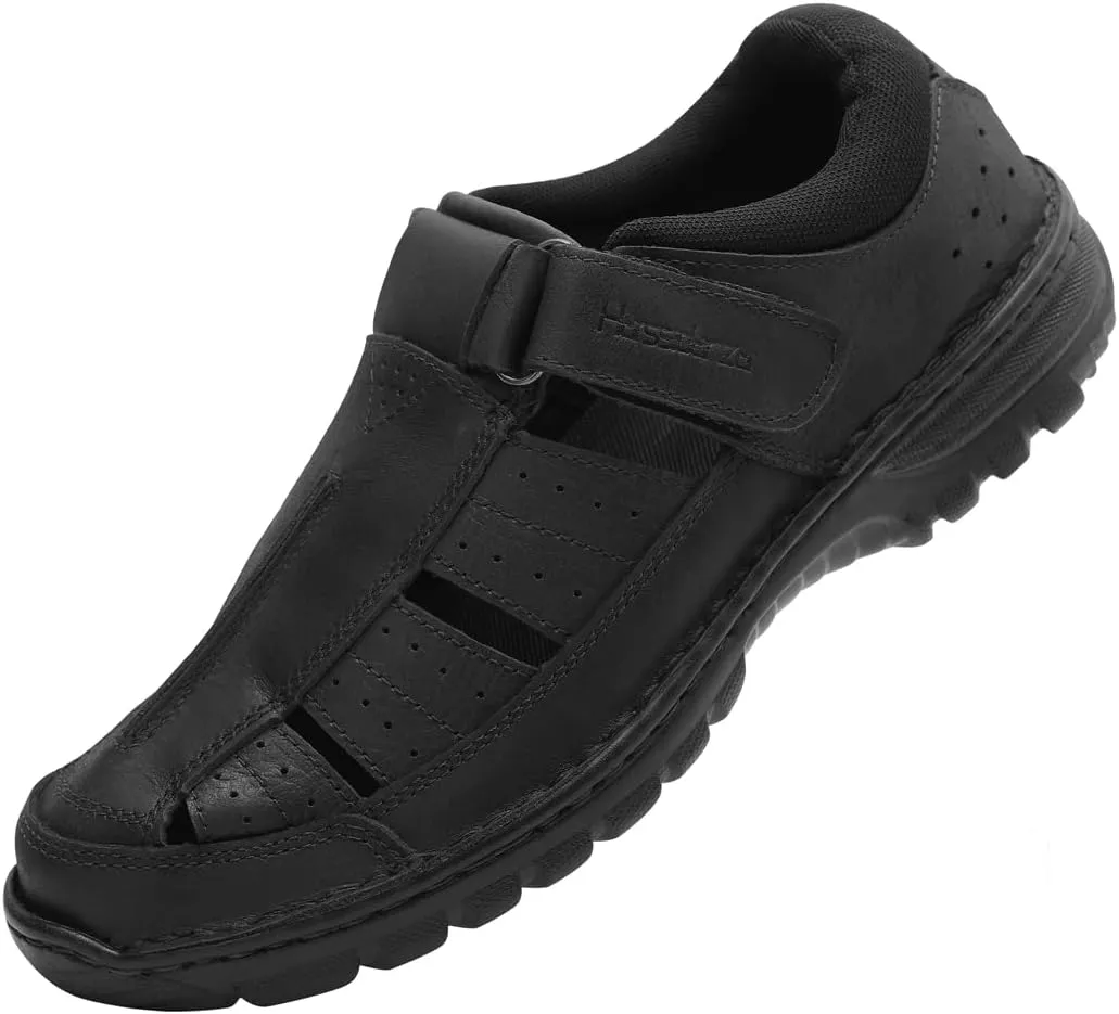 Harssidanzar Mens Closed Toe Sandals,Genuine Leather Comfortable Adjustable Fisherman Beach Sandals Shoes For Outdoor Walking Driving KM227US