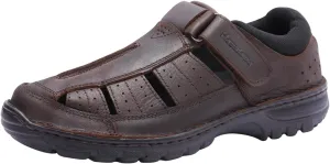 Harssidanzar Mens Closed Toe Sandals,Genuine Leather Comfortable Adjustable Fisherman Beach Sandals Shoes For Outdoor Walking Driving KM227US