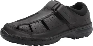 Harssidanzar Mens Closed Toe Sandals,Genuine Leather Comfortable Adjustable Fisherman Beach Sandals Shoes For Outdoor Walking Driving KM227US