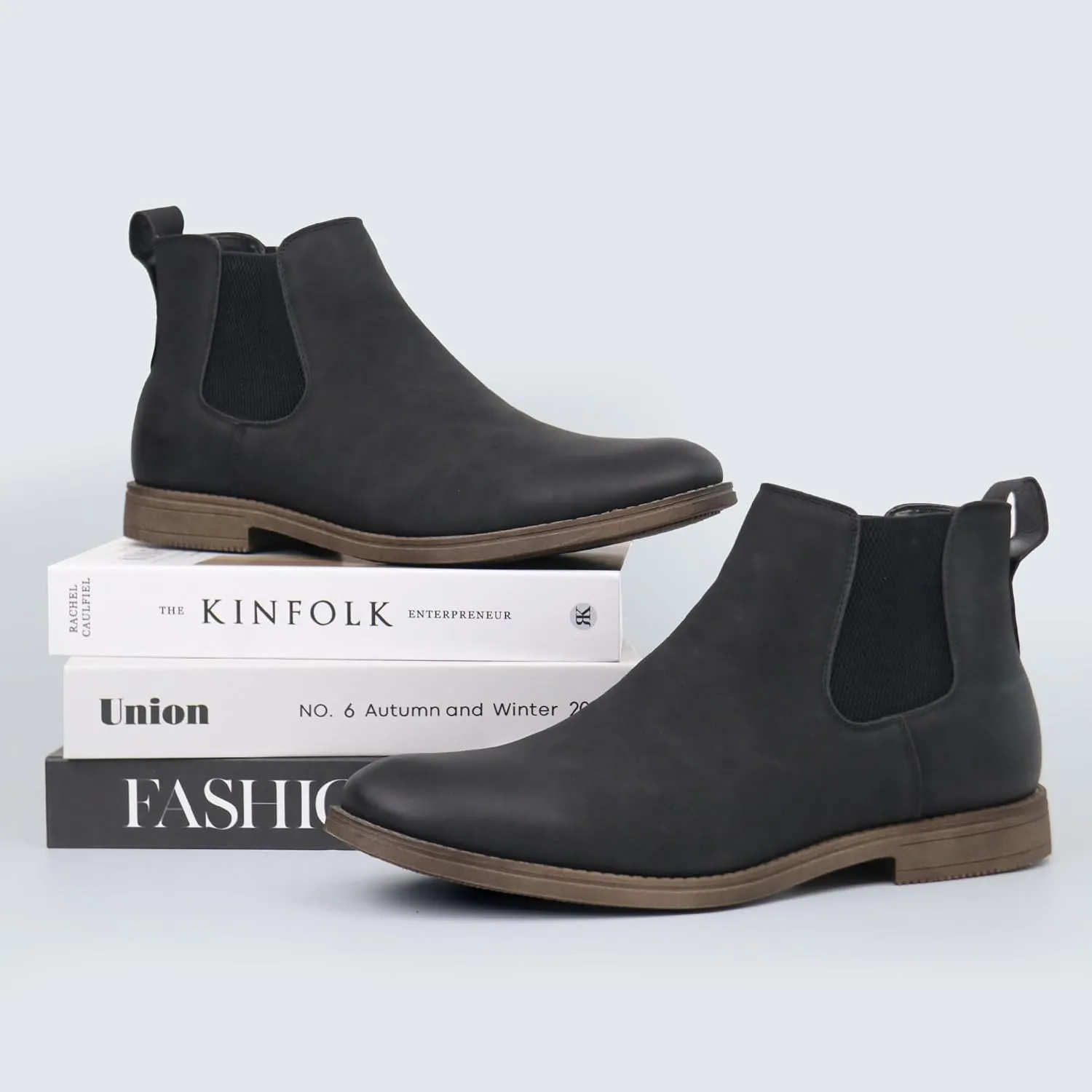 Hawkwell Men's Plus Size Chelsea Boots Classic Casual Dress Ankle Boots in Regular and Plus Sizes