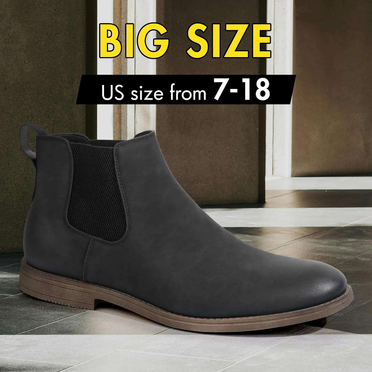 Hawkwell Men's Plus Size Chelsea Boots Classic Casual Dress Ankle Boots in Regular and Plus Sizes