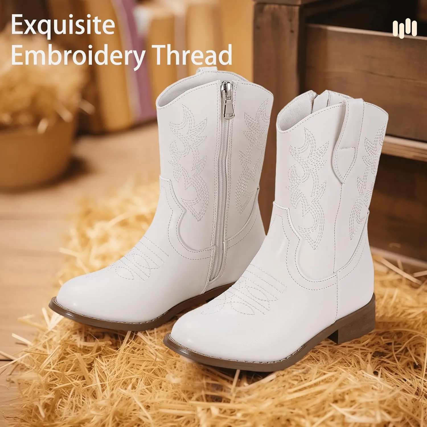 Hehainom Girls Cowboy Cowgirl Boots Boys Kids Toddler Western Mid Calf Zipper Riding Boots for Little Kid Big Kid