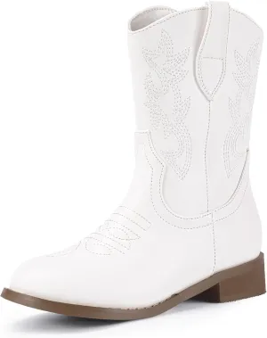 Hehainom Girls Cowboy Cowgirl Boots Boys Kids Toddler Western Mid Calf Zipper Riding Boots for Little Kid Big Kid