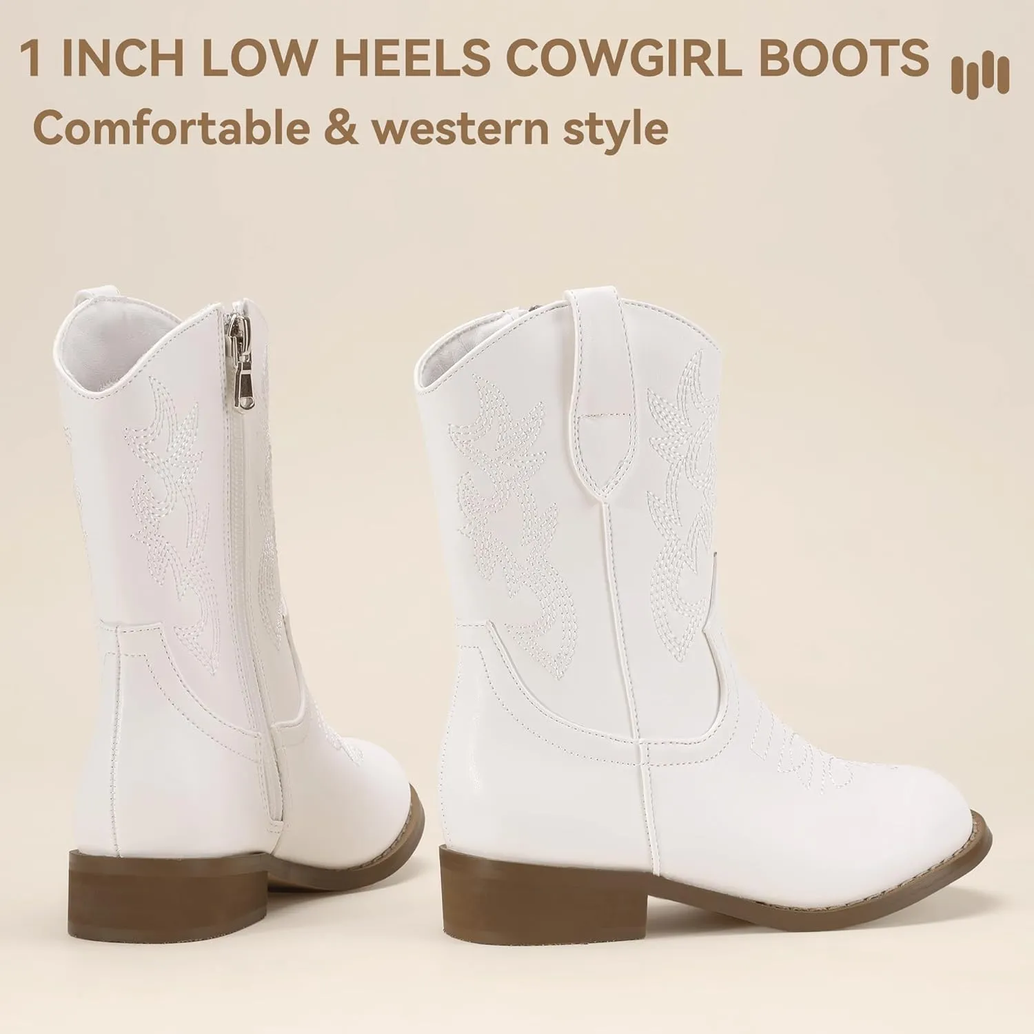 Hehainom Girls Cowboy Cowgirl Boots Boys Kids Toddler Western Mid Calf Zipper Riding Boots for Little Kid Big Kid