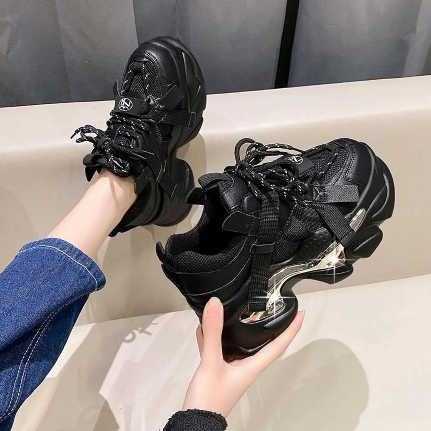 Height-Increased Platform Shoes - Chunky Sneakers for Women, Trendy Platform Dad Shoes, Aesthetic Shoes, Casual Footwear