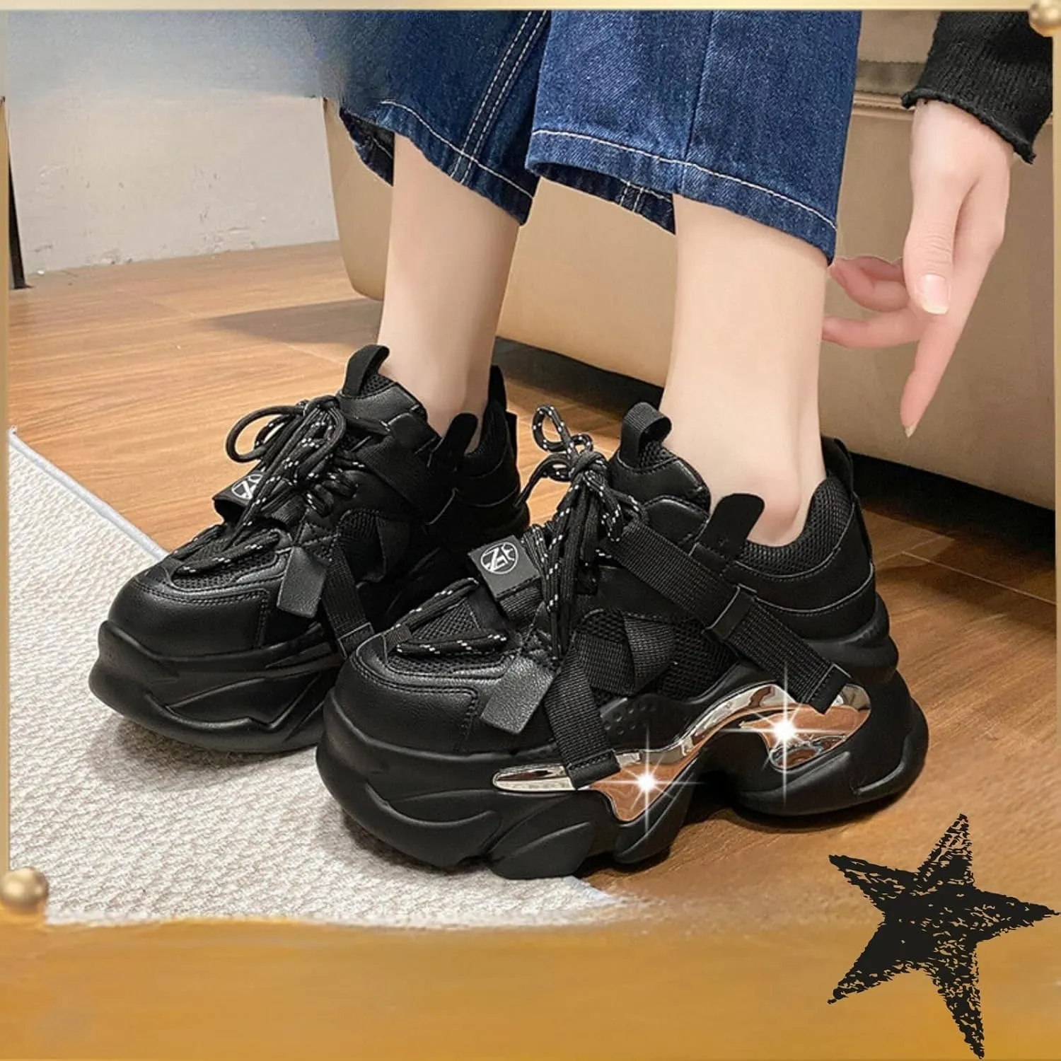 Height-Increased Platform Shoes - Chunky Sneakers for Women, Trendy Platform Dad Shoes, Aesthetic Shoes, Casual Footwear