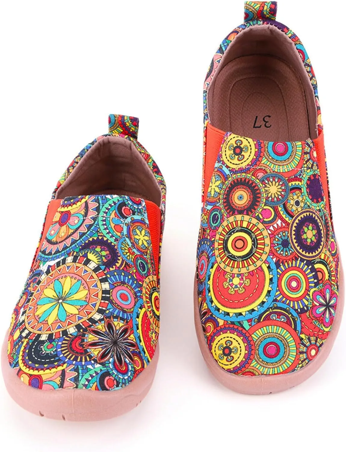HiGropcore Women's Art Painted Casual Loafers Slip On Canvas Walking Shoes Comfortable Lightweight Ladies Travel Shoes