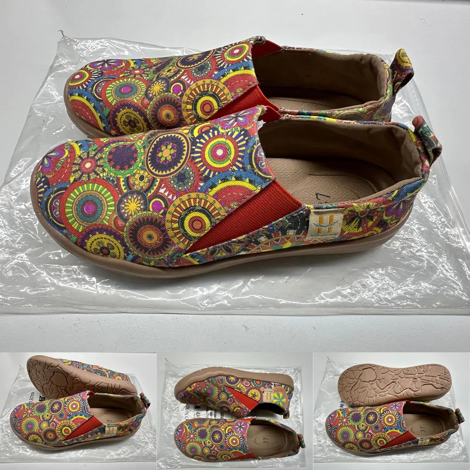 HiGropcore Women's Art Painted Casual Loafers Slip On Canvas Walking Shoes Comfortable Lightweight Ladies Travel Shoes