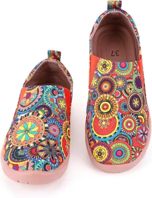 HiGropcore Women's Art Painted Casual Loafers Slip On Canvas Walking Shoes Comfortable Lightweight Ladies Travel Shoes