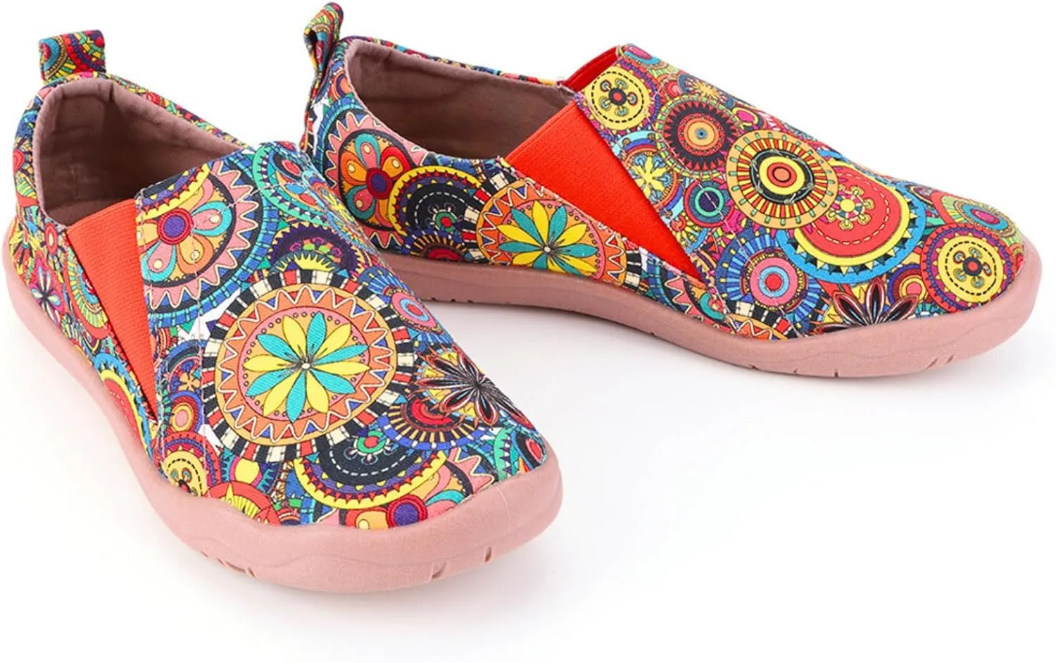 HiGropcore Women's Art Painted Casual Loafers Slip On Canvas Walking Shoes Comfortable Lightweight Ladies Travel Shoes