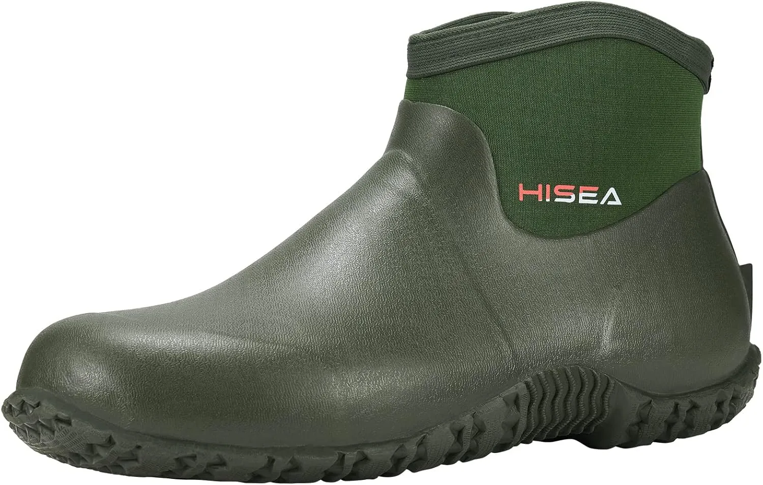 HISEA Men's Rain Boots, Ankle Height Garden Shoes Waterproof Insulated Rubber Neoprene Mud Boots Anti-Slip Outdoor Work Booties for Gardening Farming Camping Fishing and Yard Working