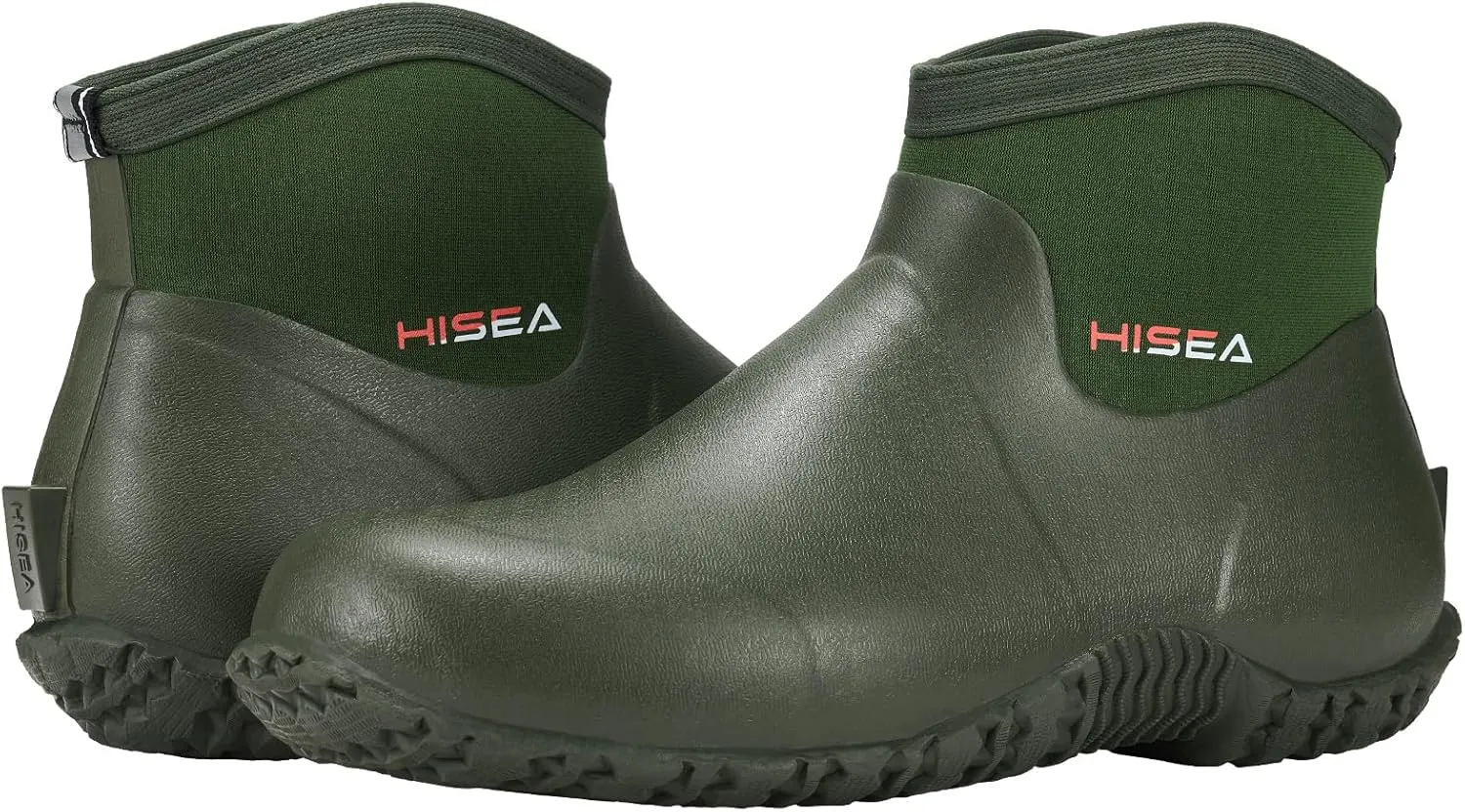 HISEA Men's Rain Boots, Ankle Height Garden Shoes Waterproof Insulated Rubber Neoprene Mud Boots Anti-Slip Outdoor Work Booties for Gardening Farming Camping Fishing and Yard Working