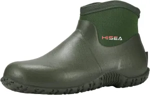 HISEA Men's Rain Boots, Ankle Height Garden Shoes Waterproof Insulated Rubber Neoprene Mud Boots Anti-Slip Outdoor Work Booties for Gardening Farming Camping Fishing and Yard Working