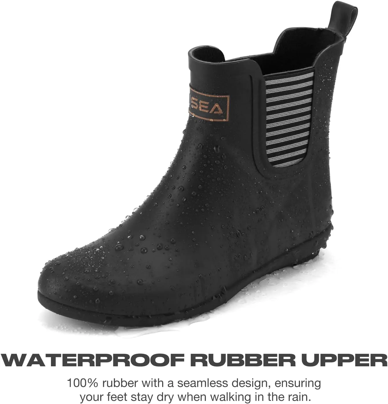 HISEA Rubber Rain Boots for Women Waterproof Chelsea Boots Short Ankle Rain Shoes Wedge Heel Anti-Slipping Rainboots for Ladies with Comfort Insole Lightweight Stylish Outdoor Work Booties