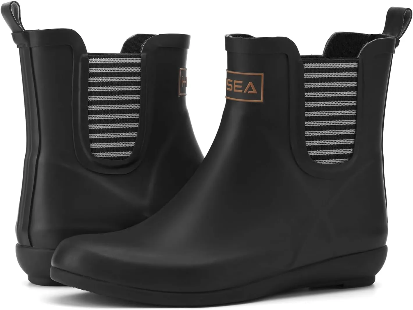 HISEA Rubber Rain Boots for Women Waterproof Chelsea Boots Short Ankle Rain Shoes Wedge Heel Anti-Slipping Rainboots for Ladies with Comfort Insole Lightweight Stylish Outdoor Work Booties