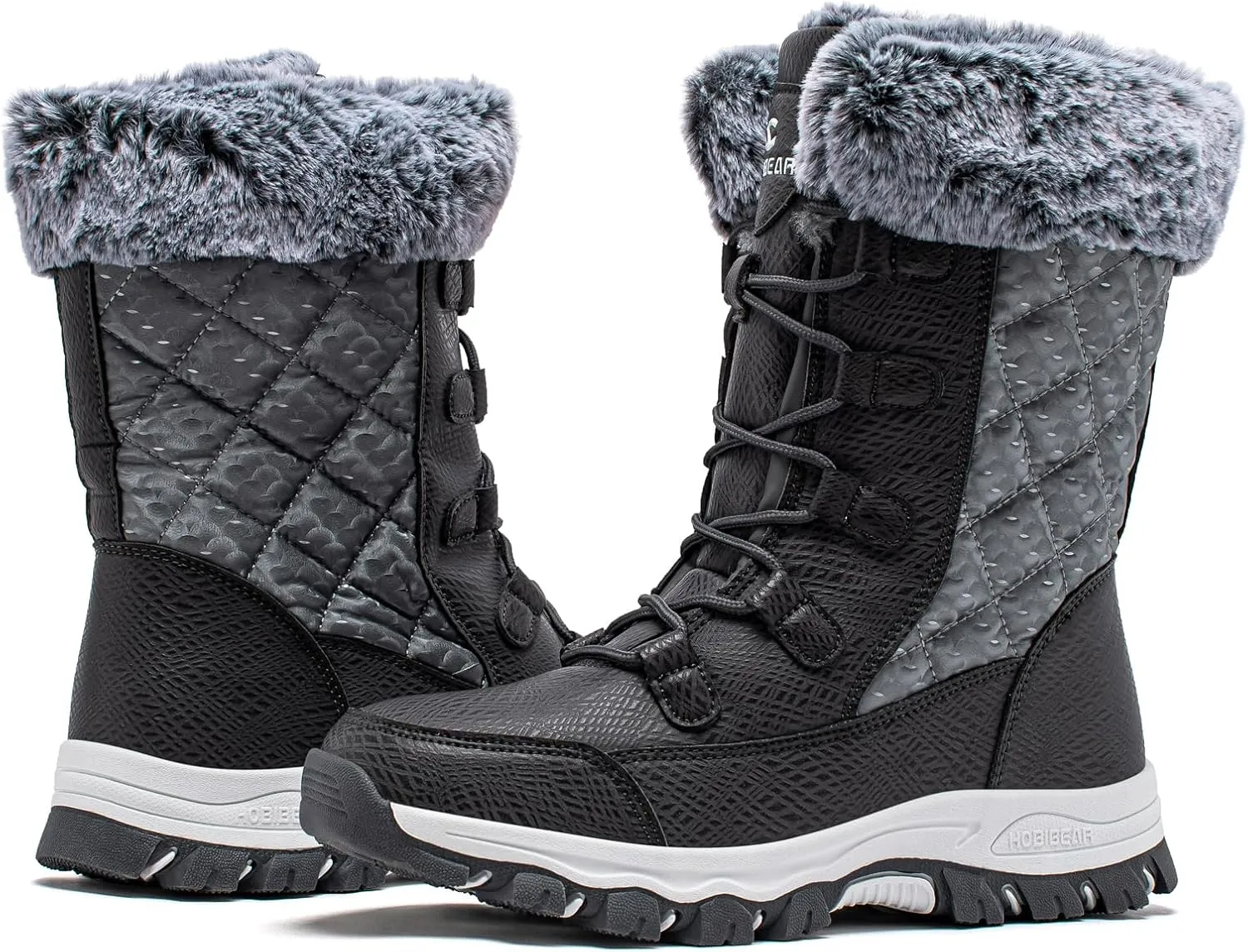 HOBIBEAR Women's Winter Snow Boots Waterproof Lightweight Warm Faux Fur Lined Mid-Calf Booties