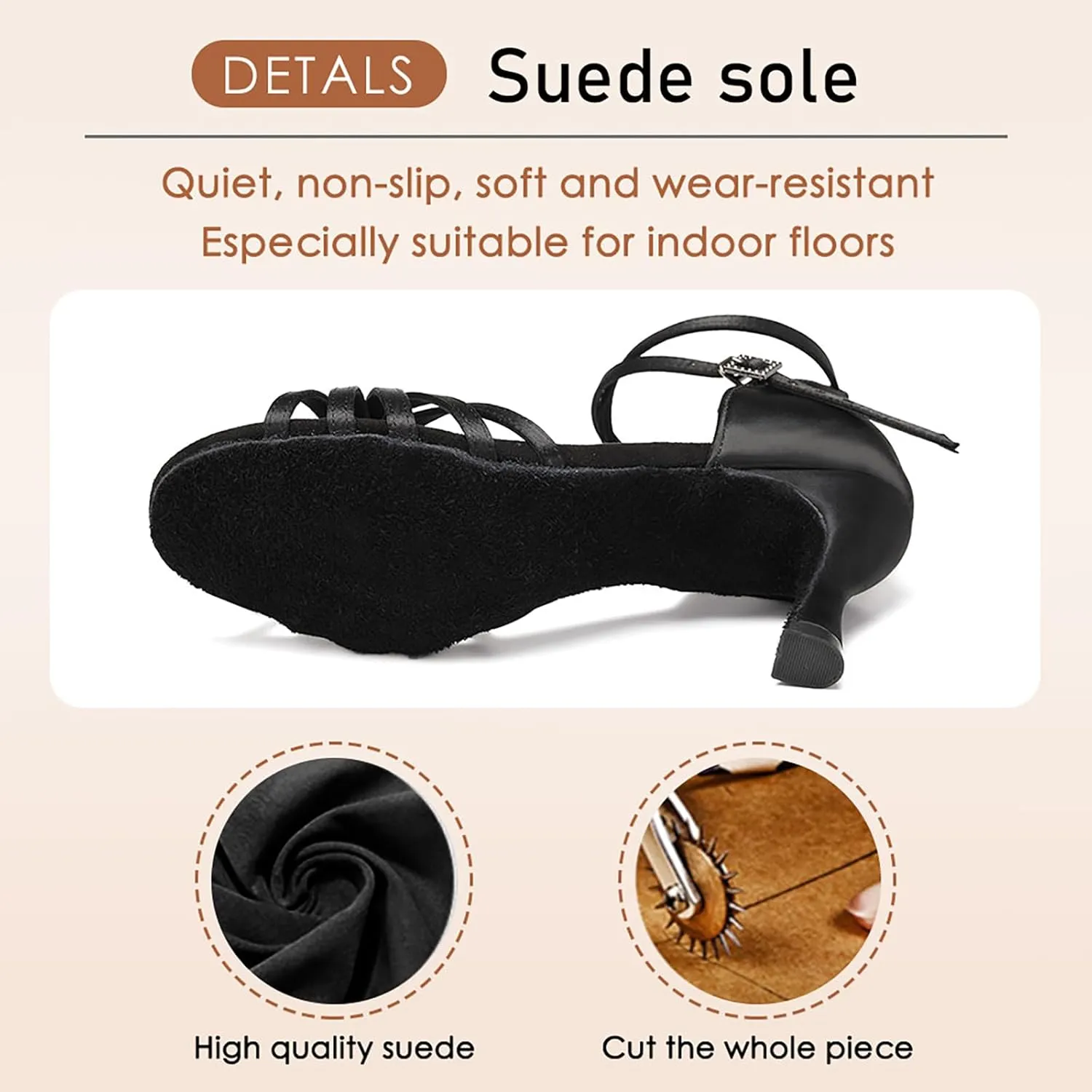 HROYL Women Latin Dance Shoes Professional Ballroom Salsa Practice Performance Dancing Shoes EM-217